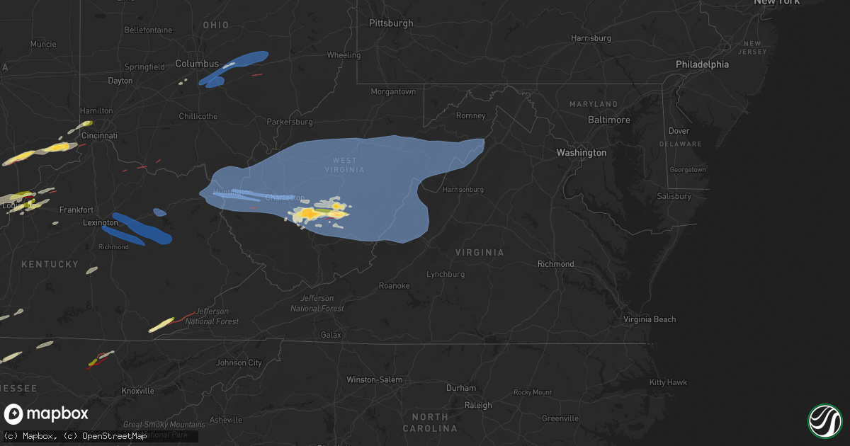 Hail map in Virginia on April 2, 2024