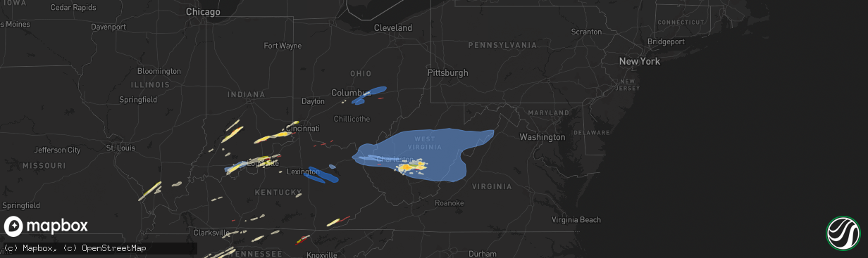 Hail map in West Virginia on April 2, 2024