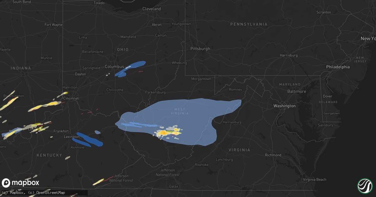 Hail map in West Virginia on April 2, 2024