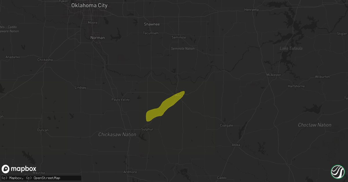 Hail map in Ada, OK on April 2, 2025