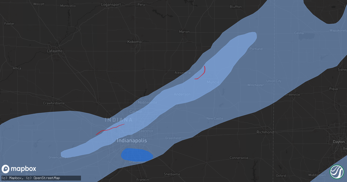 Hail map in Anderson, IN on April 2, 2025