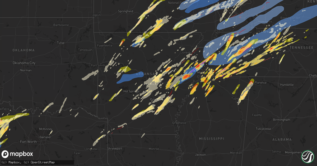 Hail map in Arkansas on April 2, 2025