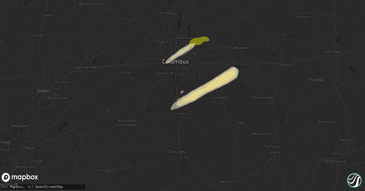 Hail map in Ashville, OH on April 2, 2025