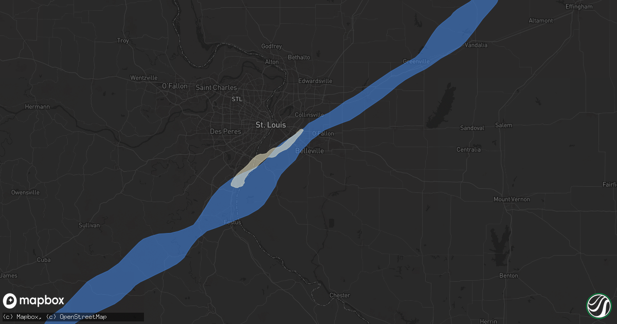 Hail map in Belleville, IL on April 2, 2025