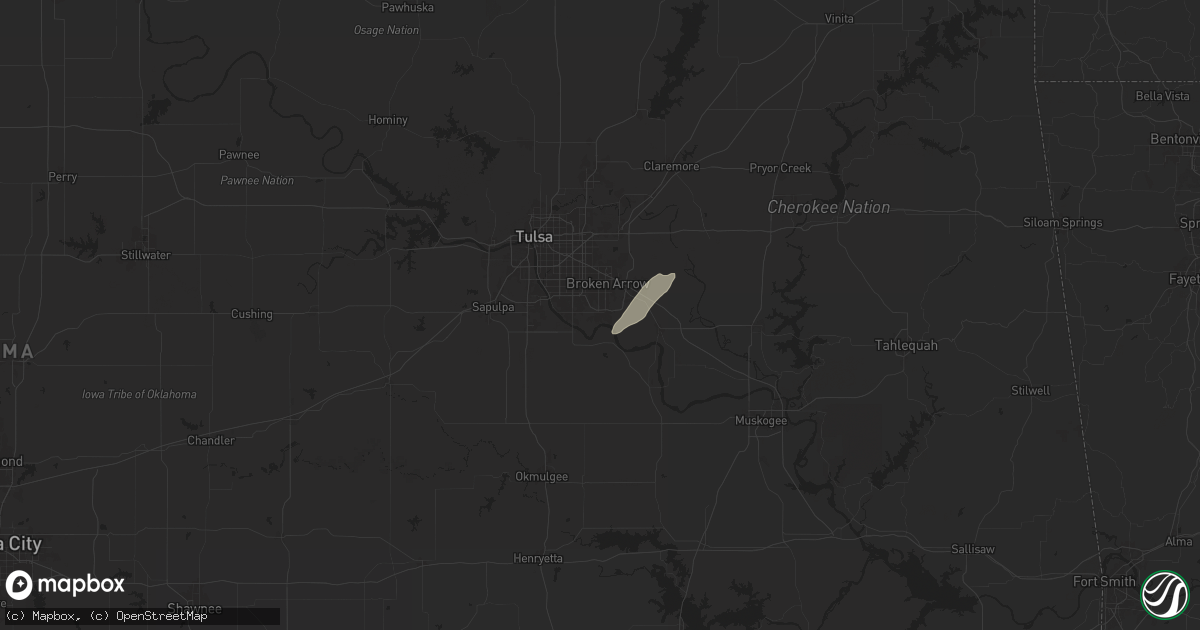 Hail map in Broken Arrow, OK on April 2, 2025