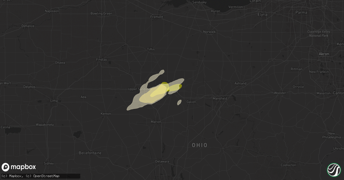 Hail map in Bucyrus, OH on April 2, 2025