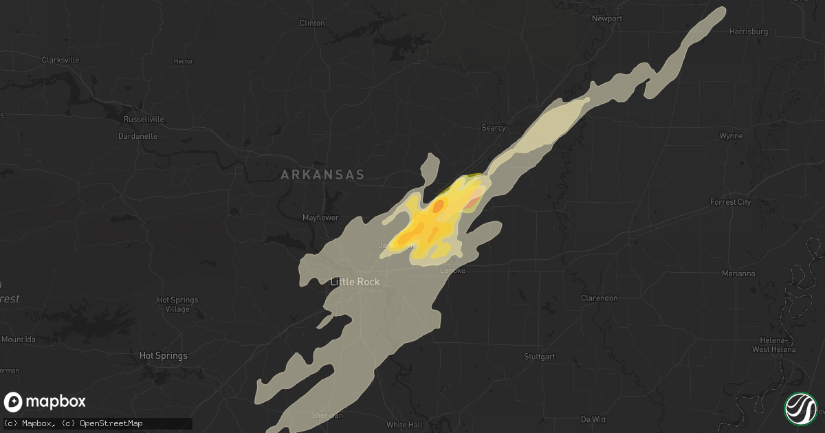 Hail map in Cabot, AR on April 2, 2025