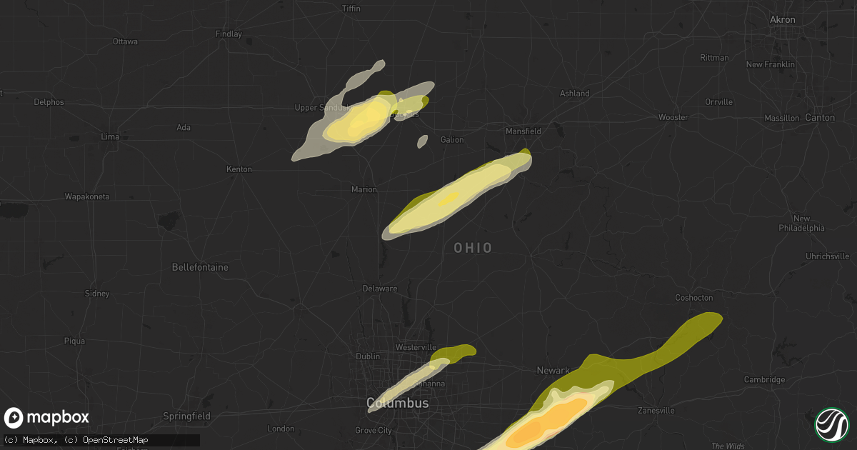 Hail map in Cardington, OH on April 2, 2025