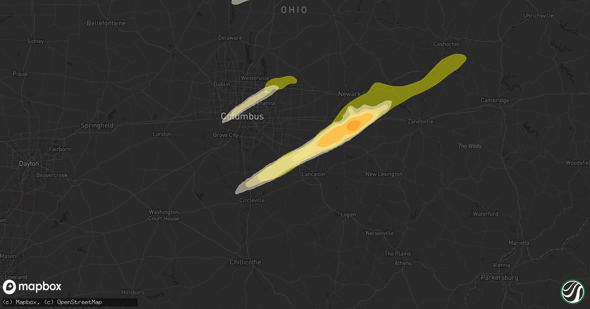 Hail map in Carroll, OH on April 2, 2025