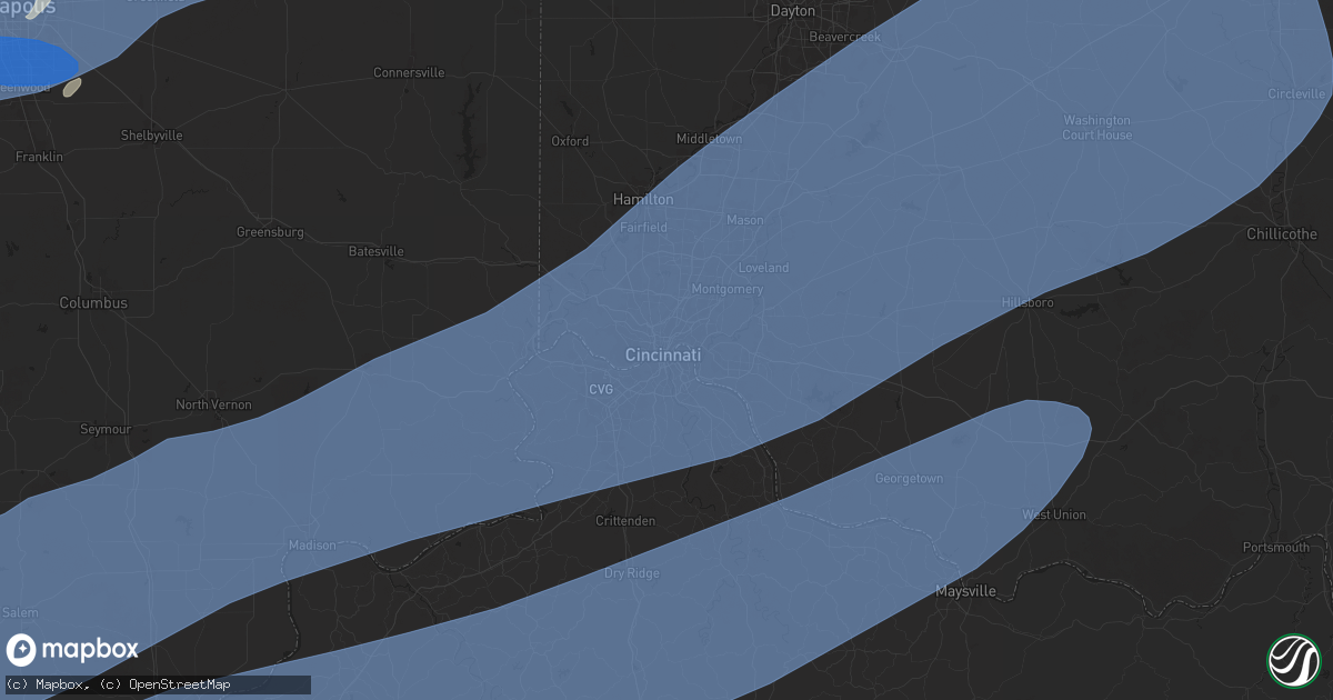 Hail map in Cincinnati, OH on April 2, 2025