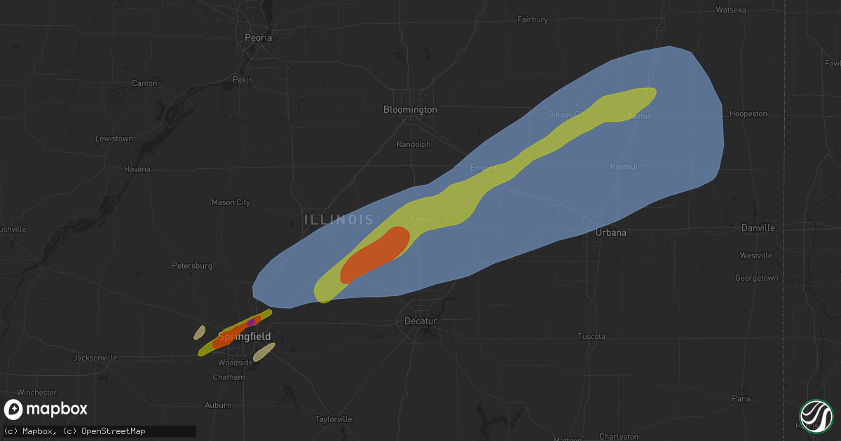 Hail map in Clinton, IL on April 2, 2025