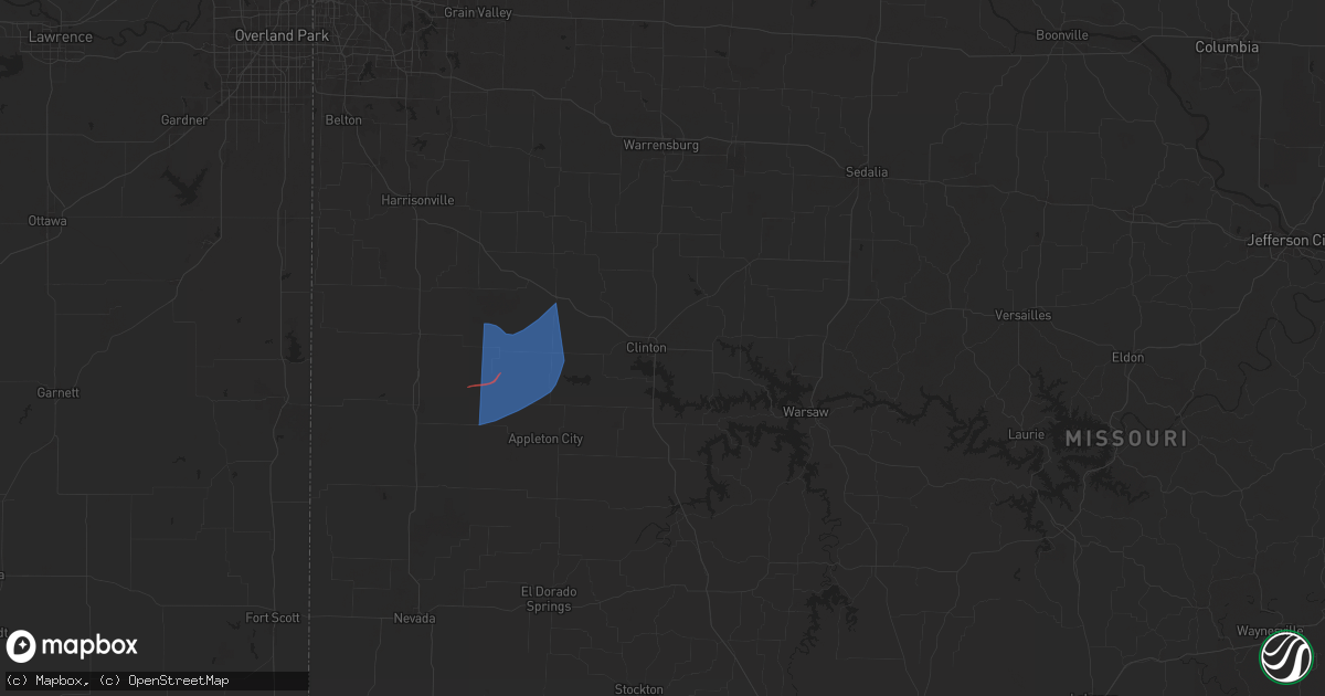 Hail map in Clinton, MO on April 2, 2025