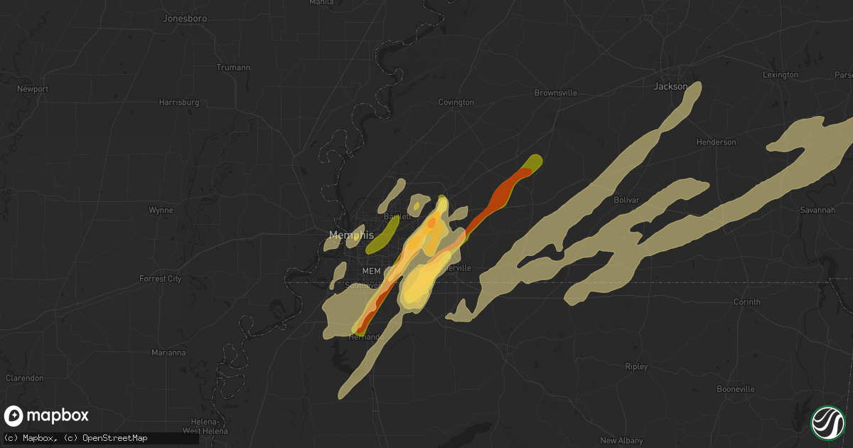 Hail map in Cordova, TN on April 2, 2025