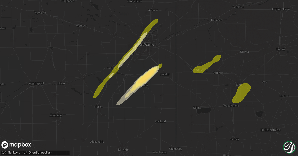 Hail map in Craigville, IN on April 2, 2025