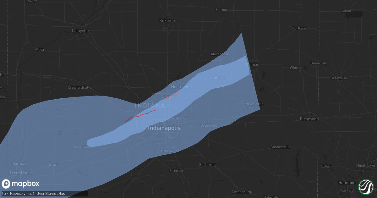Hail map in Fishers, IN on April 2, 2025