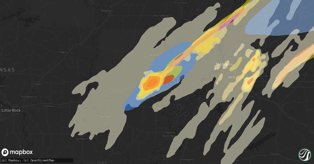 Hail map in Forrest City, AR on April 2, 2025