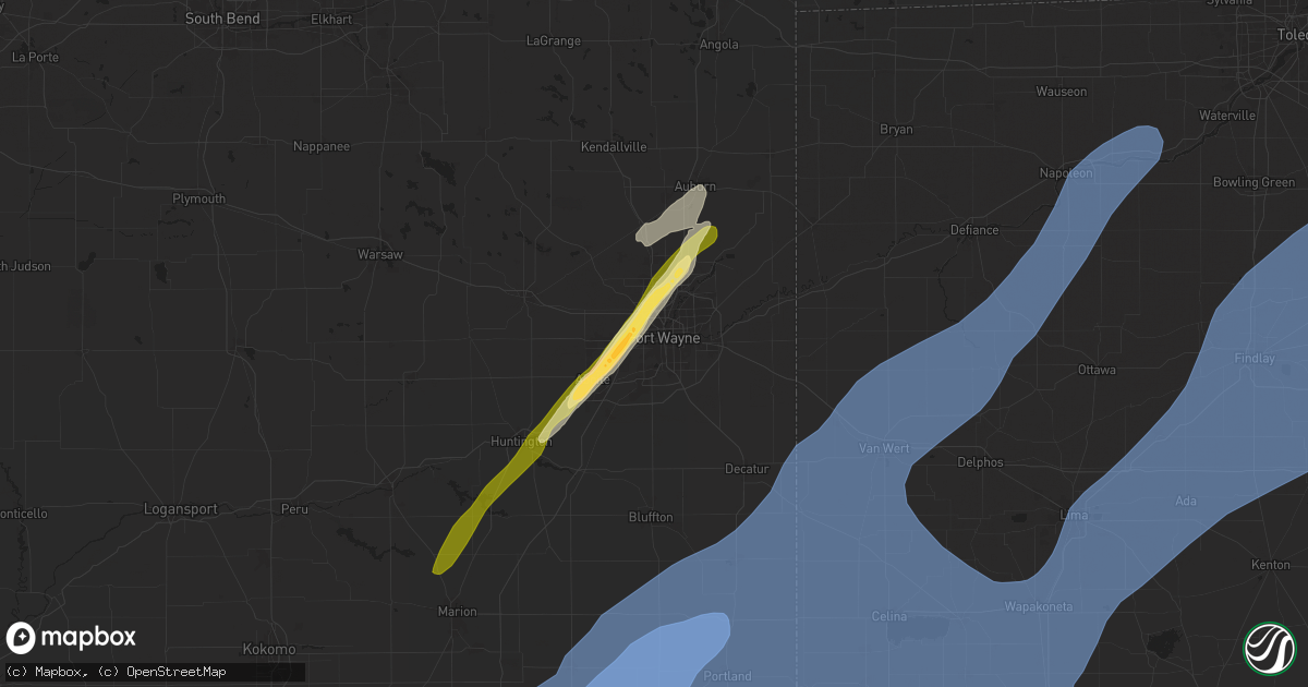 Hail map in Fort Wayne, IN on April 2, 2025