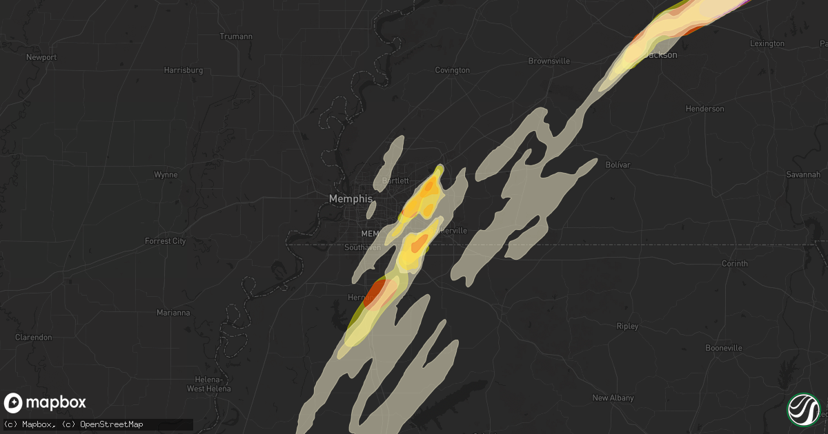 Hail map in Germantown, TN on April 2, 2025
