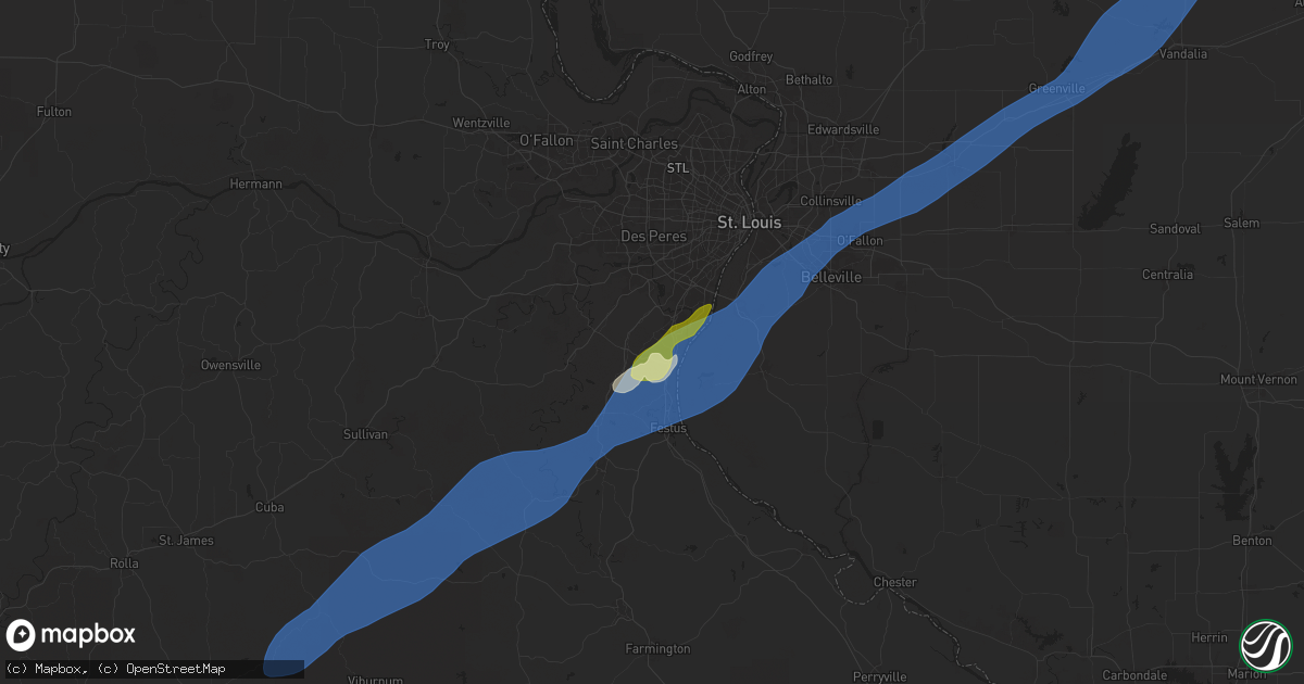Hail map in Imperial, MO on April 2, 2025