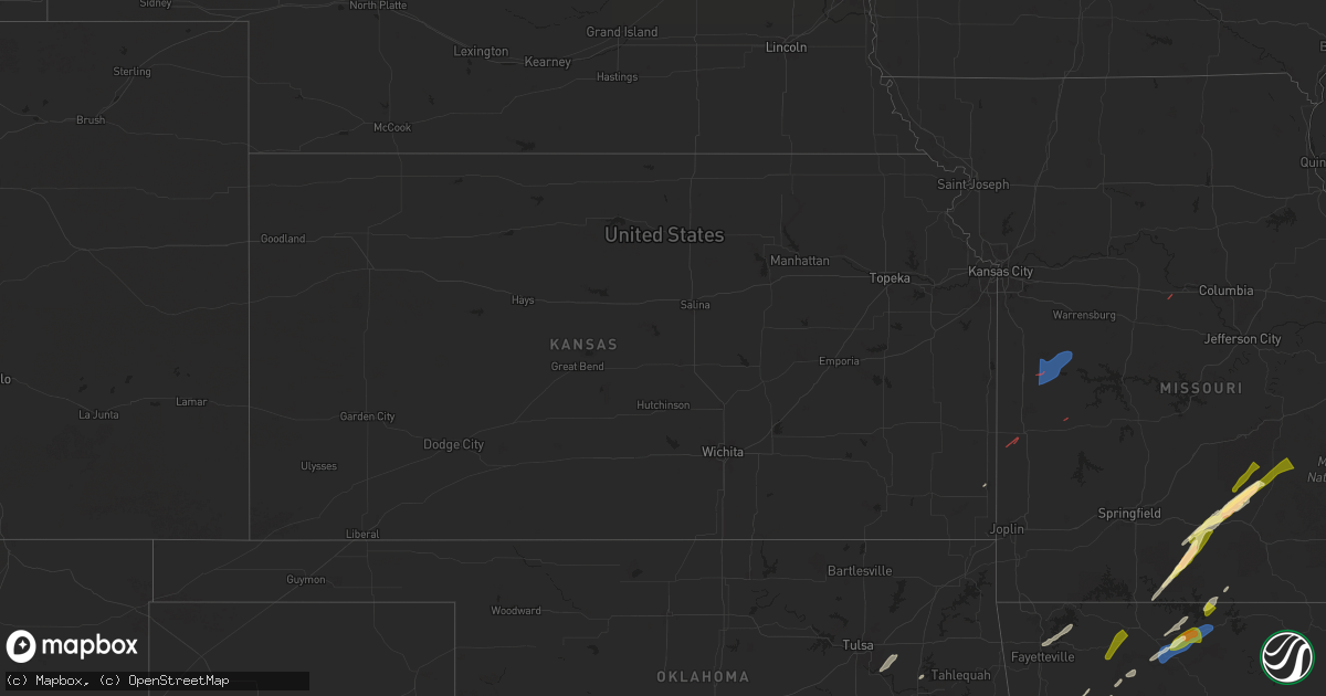 Hail map in Kansas on April 2, 2025