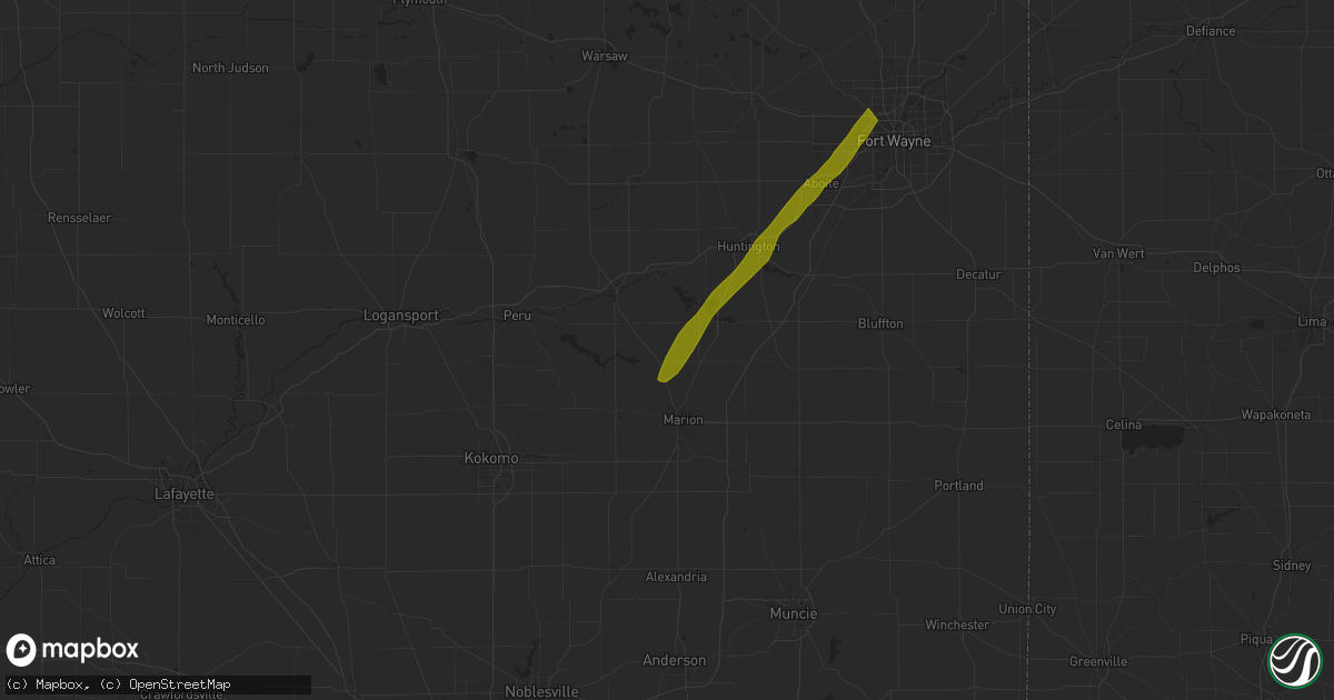 Hail map in La Fontaine, IN on April 2, 2025