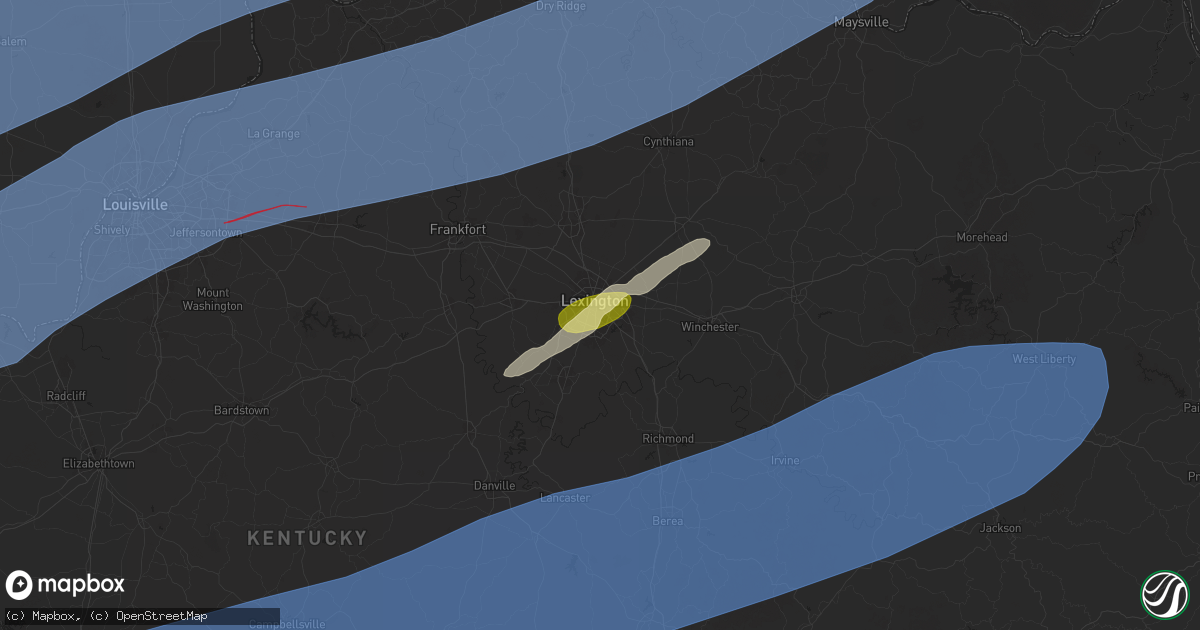 Hail map in Lexington, KY on April 2, 2025