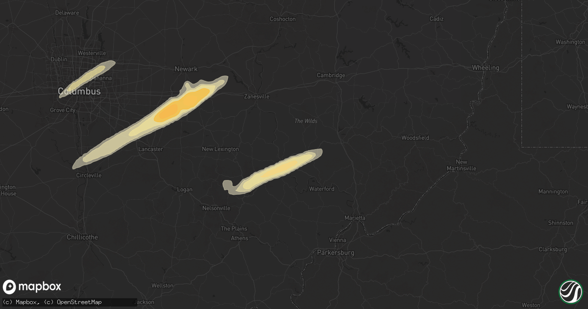 Hail map in Mcconnelsville, OH on April 2, 2025