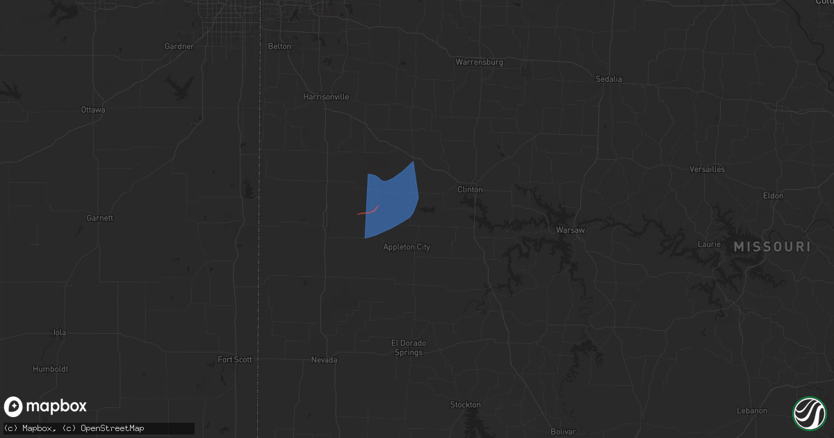 Hail map in Montrose, MO on April 2, 2025