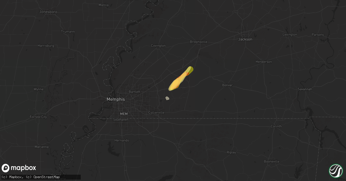 Hail map in Oakland, TN on April 2, 2025