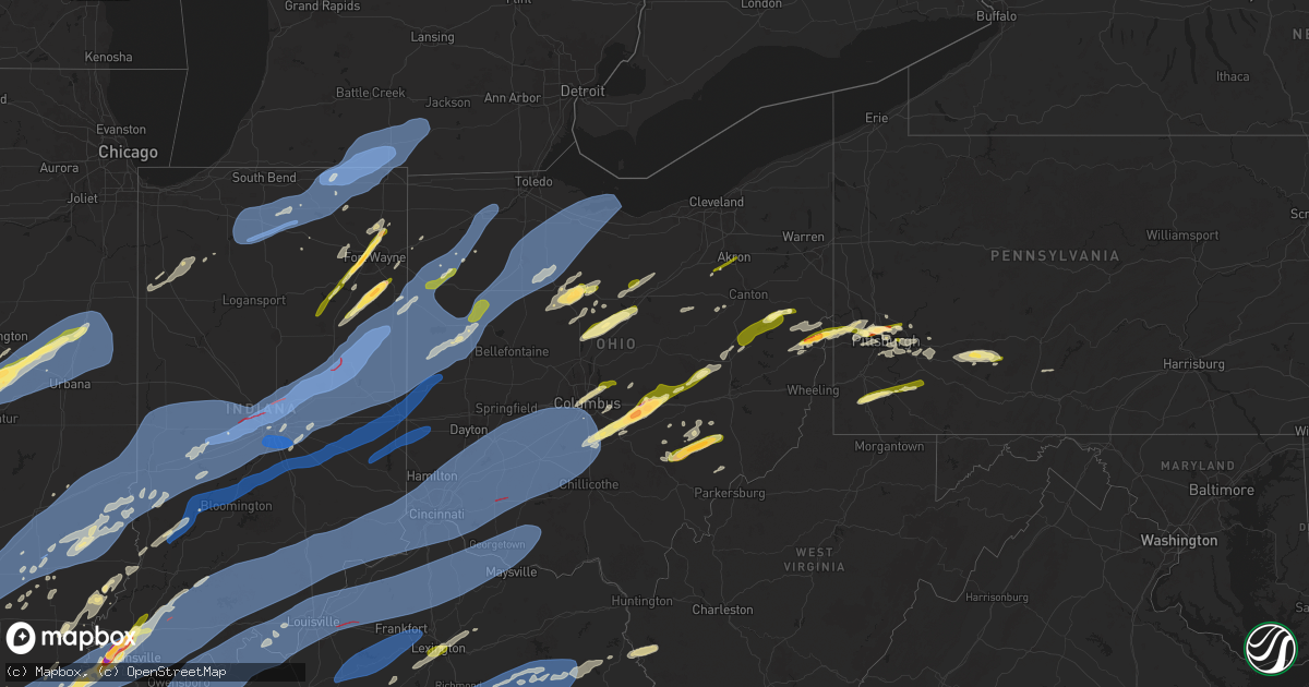 Hail map in Ohio on April 2, 2025