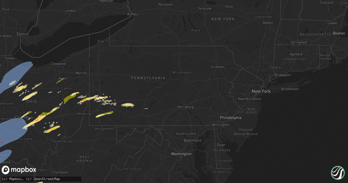 Hail map in Pennsylvania on April 2, 2025