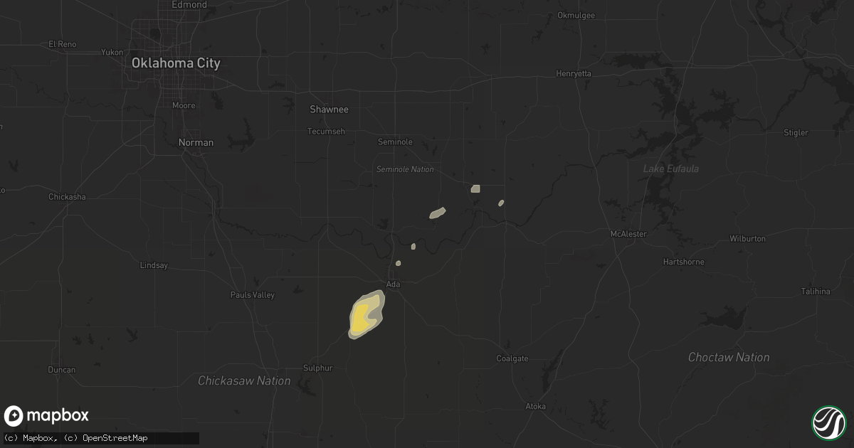 Hail map in Sasakwa, OK on April 2, 2025