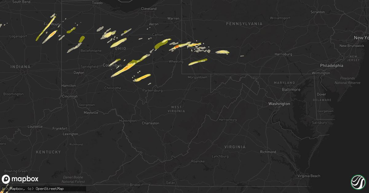 Hail map in West Virginia on April 2, 2025