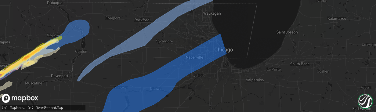 Hail map in Aurora, IL on April 2, 2026
