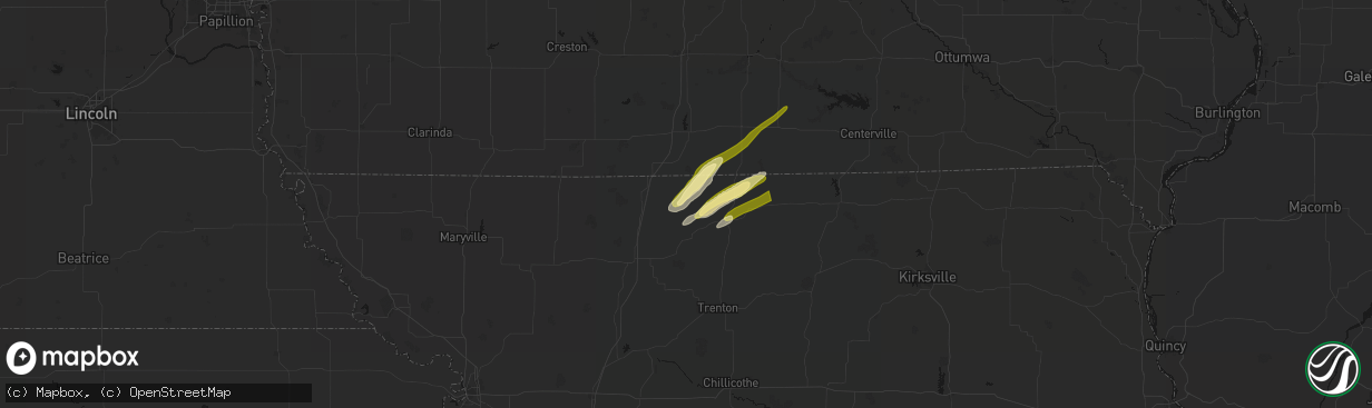 Hail map in Cainsville, MO on April 2, 2026