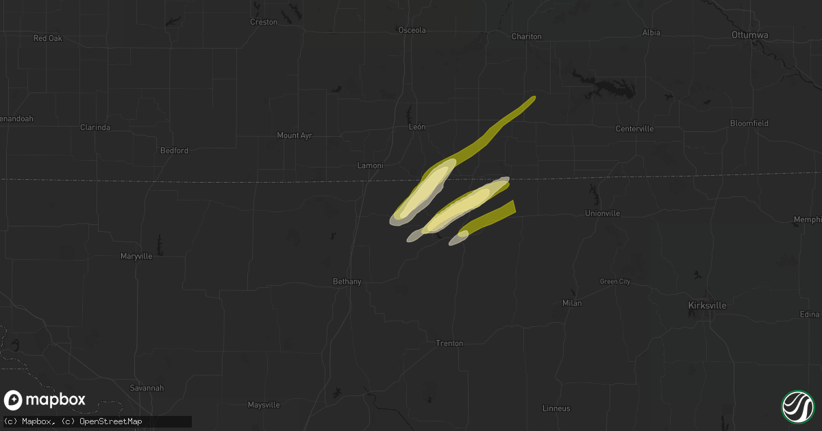 Hail map in Cainsville, MO on April 2, 2026