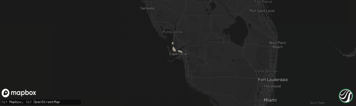 Hail map in Cape Coral, FL on April 2, 2026