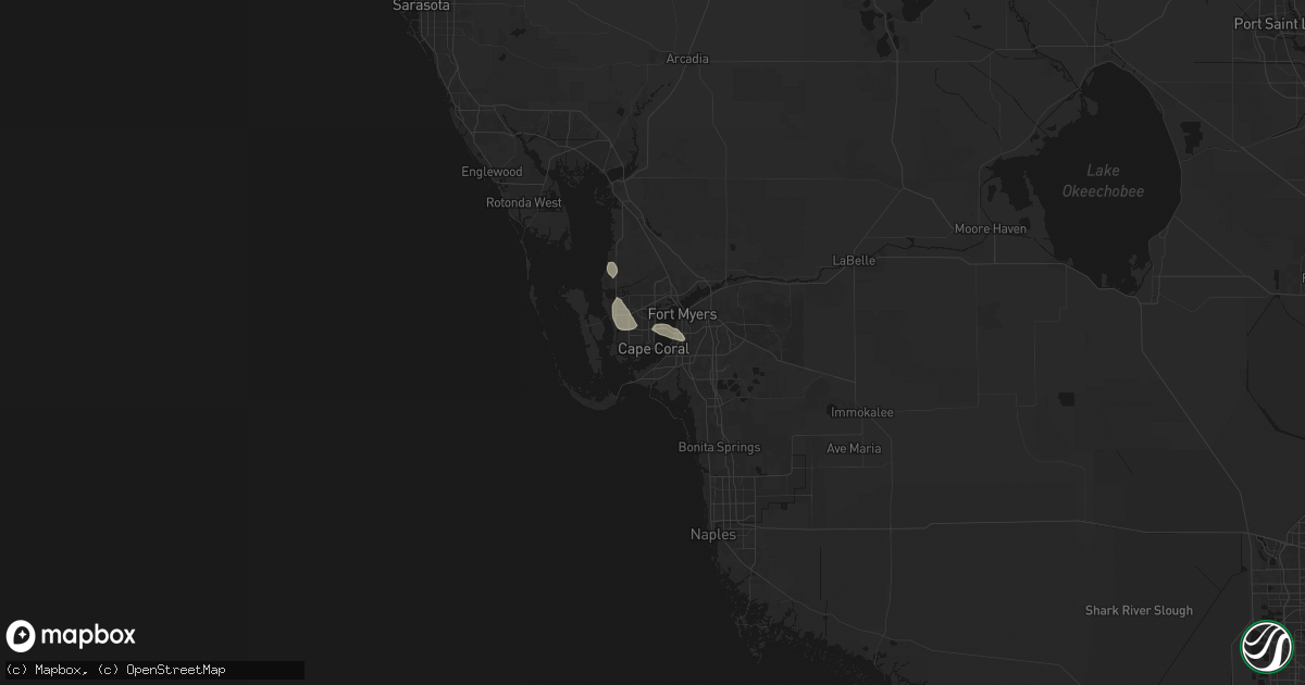 Hail map in Cape Coral, FL on April 2, 2026