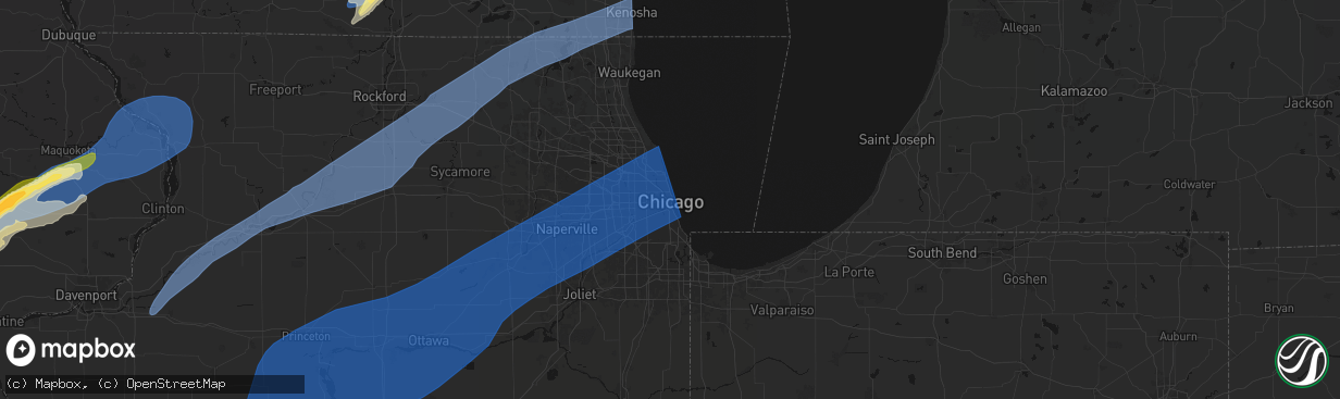 Hail map in Chicago, IL on April 2, 2026