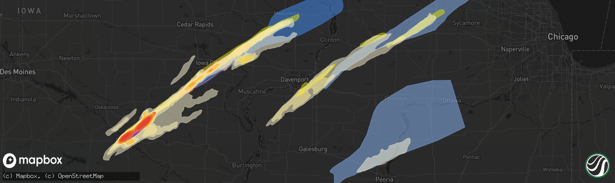 Hail map in Coal Valley, IL on April 2, 2026