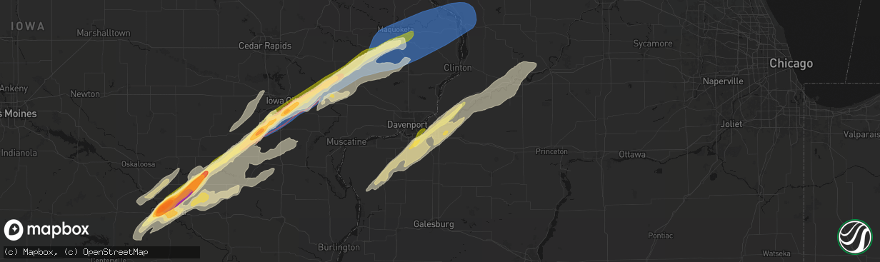 Hail map in Colona, IL on April 2, 2026