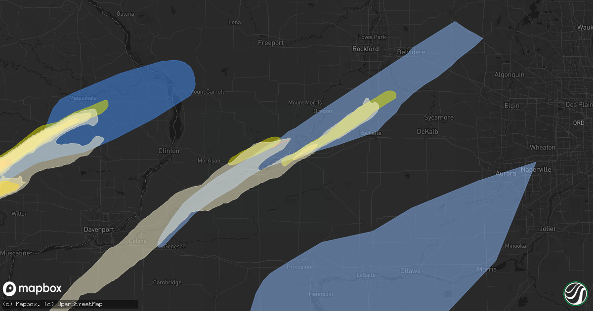 Hail map in Dixon, IL on April 2, 2026