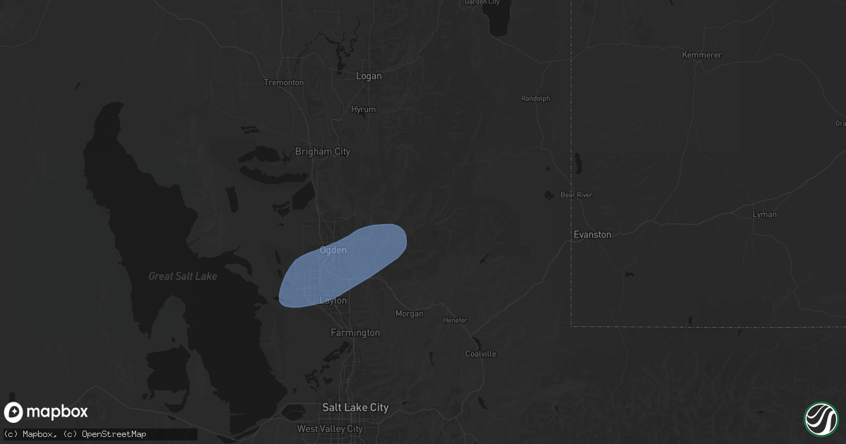 Hail map in Huntsville, UT on April 2, 2026