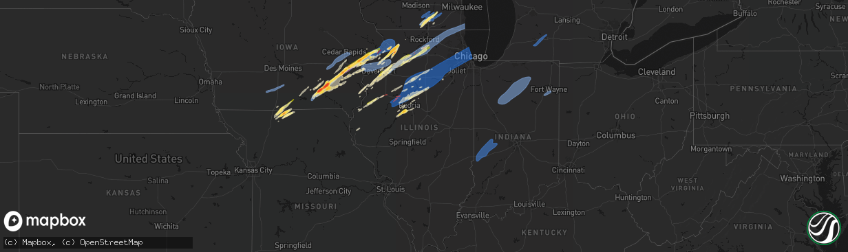 Hail map in Illinois on April 2, 2026