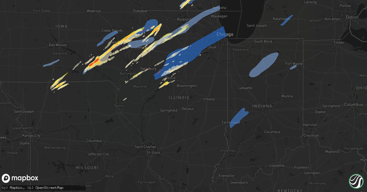Hail map in Illinois on April 2, 2026