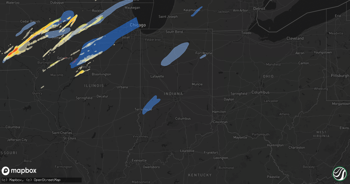 Hail map in Indiana on April 2, 2026