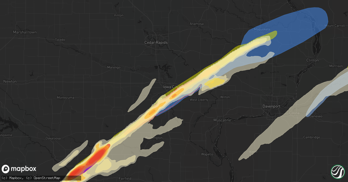 Hail map in Iowa City, IA on April 2, 2026