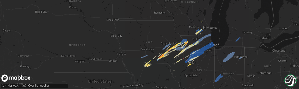 Hail map in Iowa on April 2, 2026