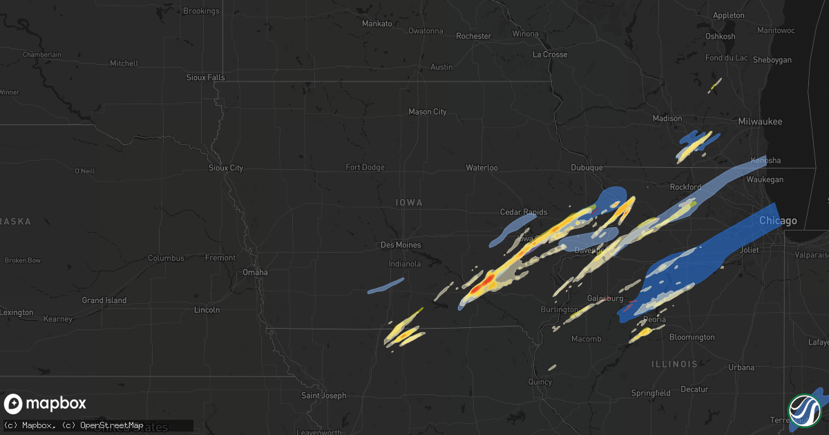 Hail map in Iowa on April 2, 2026
