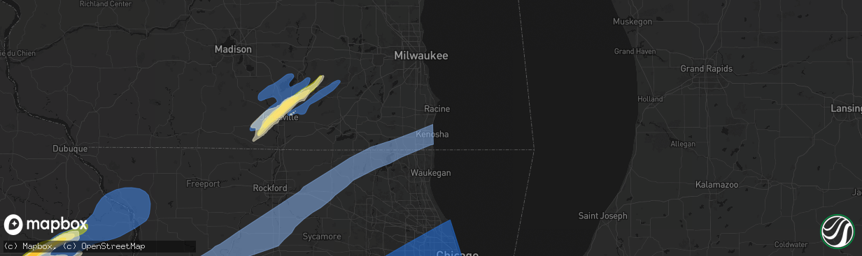 Hail map in Kenosha, WI on April 2, 2026